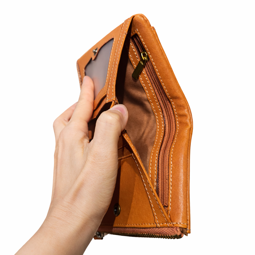 Handmade Cowhide Snap Pocket Bifold Wallet
