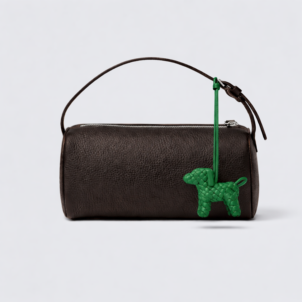 Hand-Braided Leather Dog Charm – Woven Bag Charm & Keychain