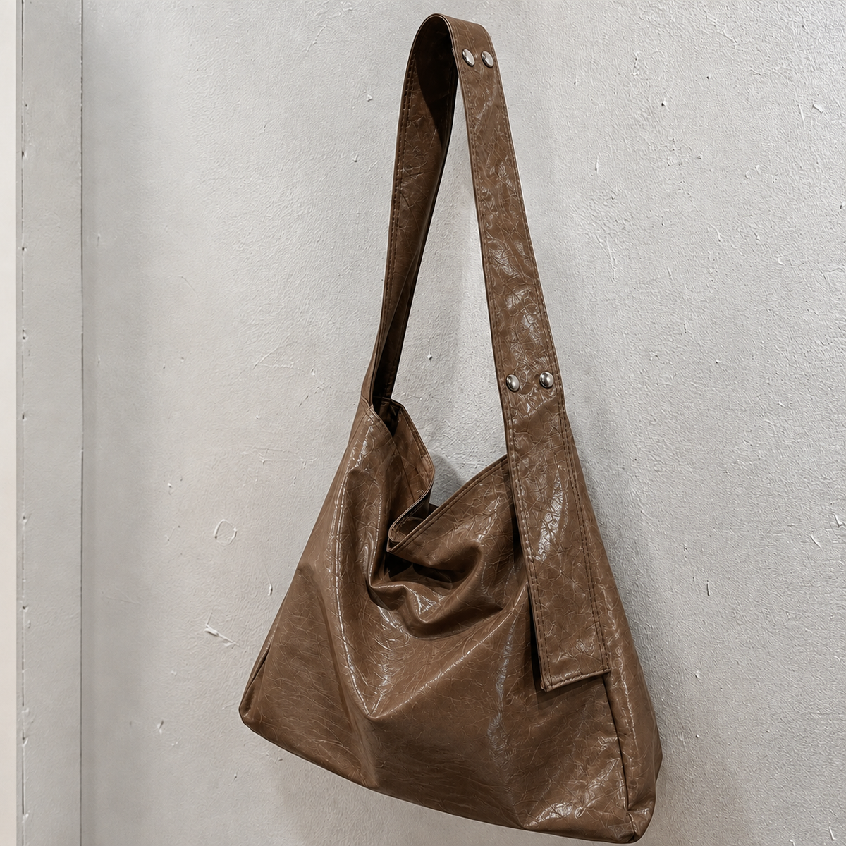CRACK SHINE 2-WAY CROSSBODY SHOULDER BAG -Black, Brown