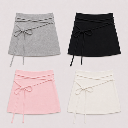 Long Wrap Tie Mini Skort – Women One Size