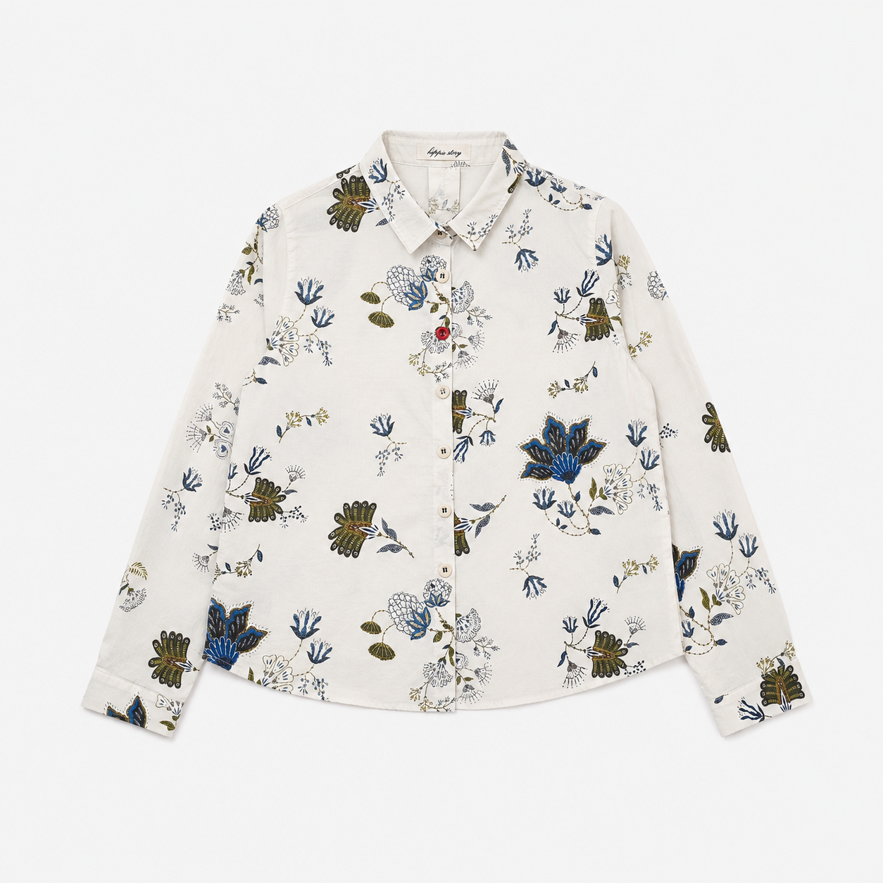 Vintage Botanical Print Elbow Patch Shirt – Women One Size