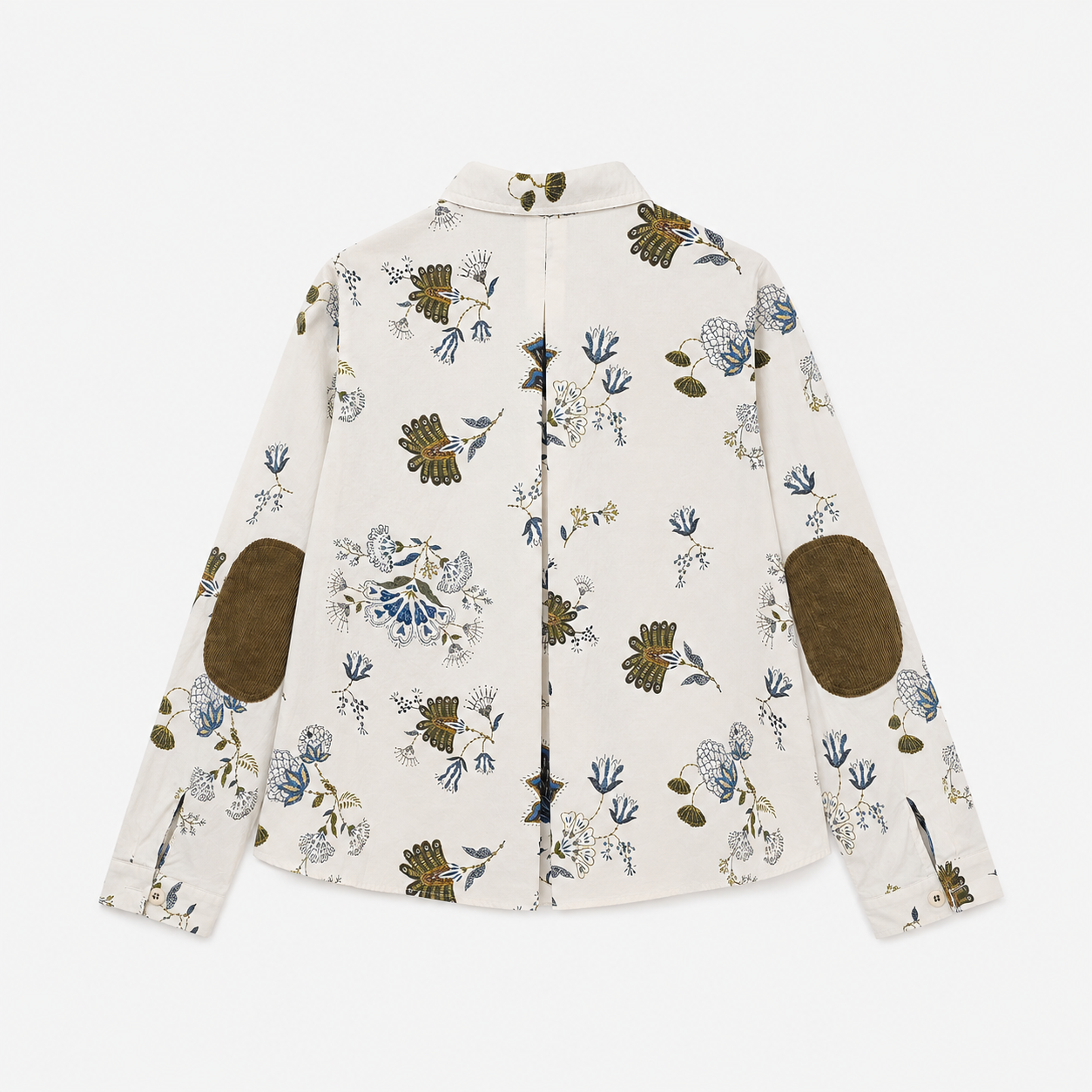 Vintage Botanical Print Elbow Patch Shirt – Women One Size