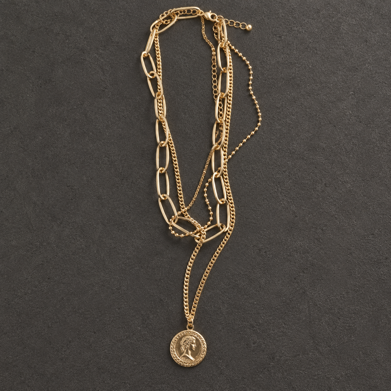 Triple Layer Coin Pendant Necklace