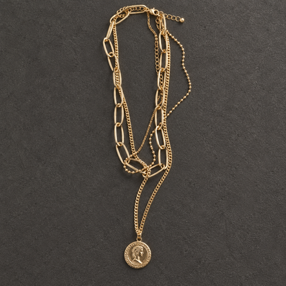 Triple Layer Coin Pendant Necklace