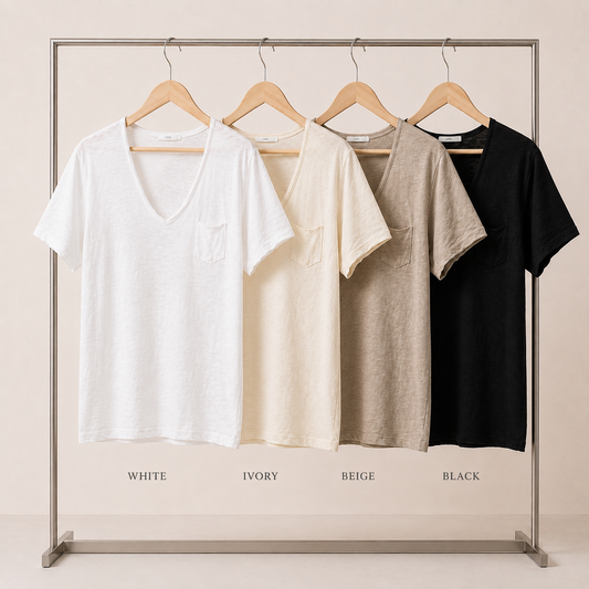 Vintage Slub Cotton Pocket V-neck Tee – Women One Size