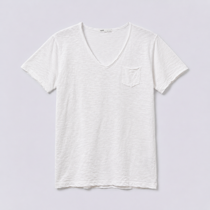 Vintage Slub Cotton Pocket V-neck Tee – Women One Size