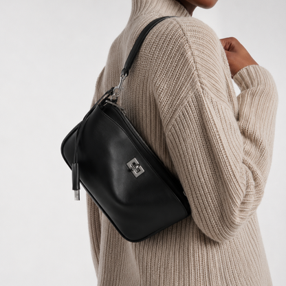 RIVA Slim Bag – Cowhide Leather Turn-Lock Shoulder Bag