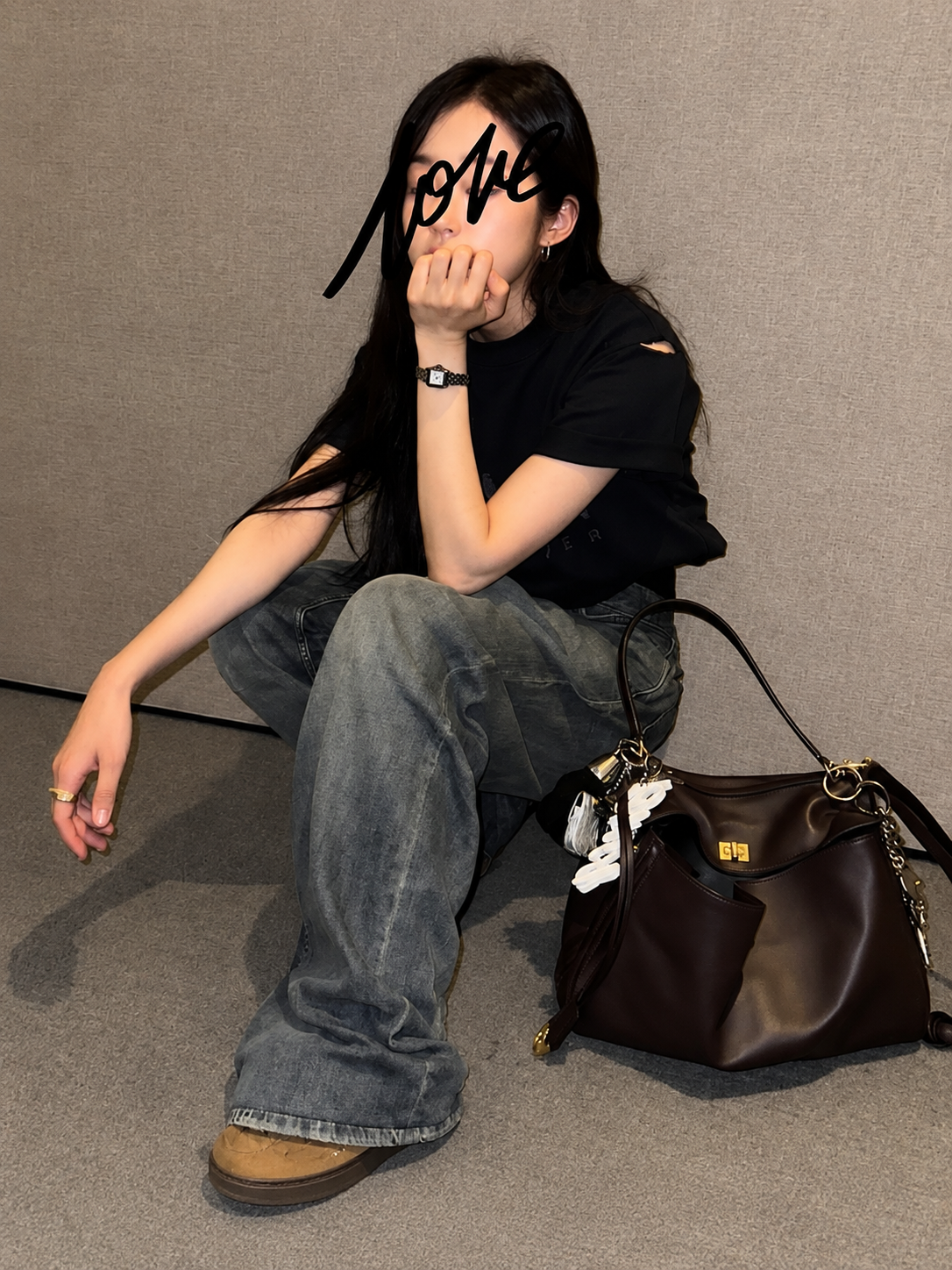 AVEN Drape Lock Leather Handbag