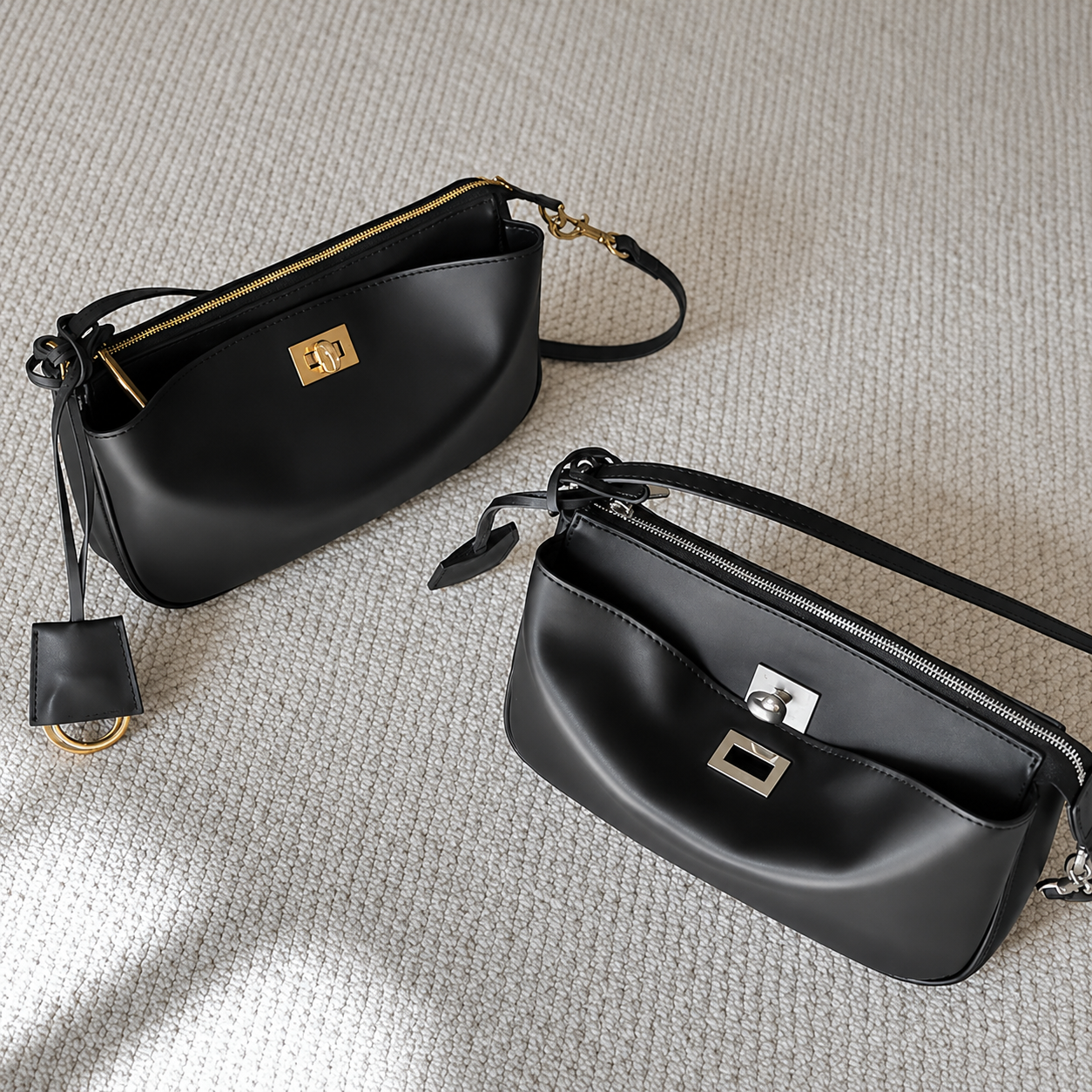 RIVA Slim Bag – Cowhide Leather Turn-Lock Shoulder Bag