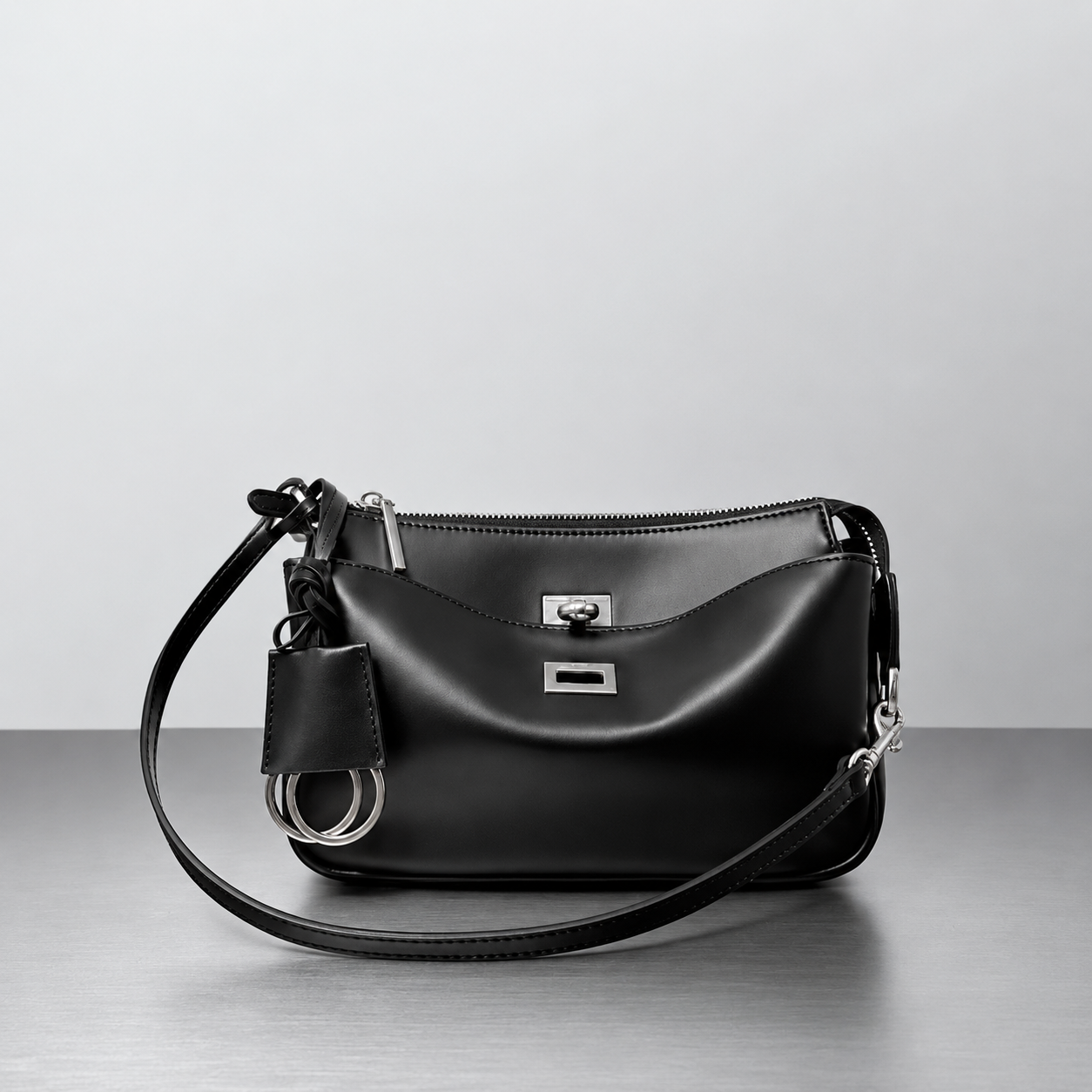RIVA Slim Bag – Cowhide Leather Turn-Lock Shoulder Bag