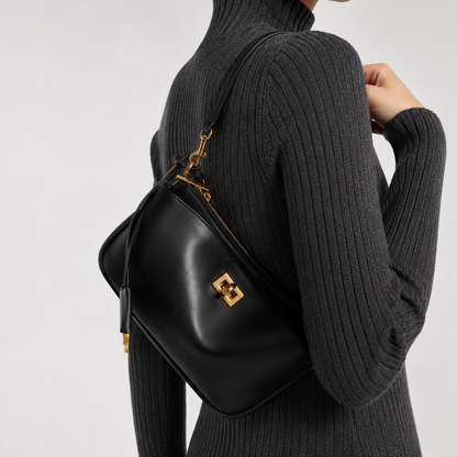 RIVA Slim Bag – Cowhide Leather Turn-Lock Shoulder Bag