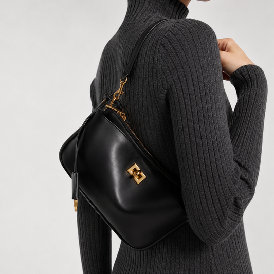 RIVA Slim Bag – Cowhide Leather Turn-Lock Shoulder Bag