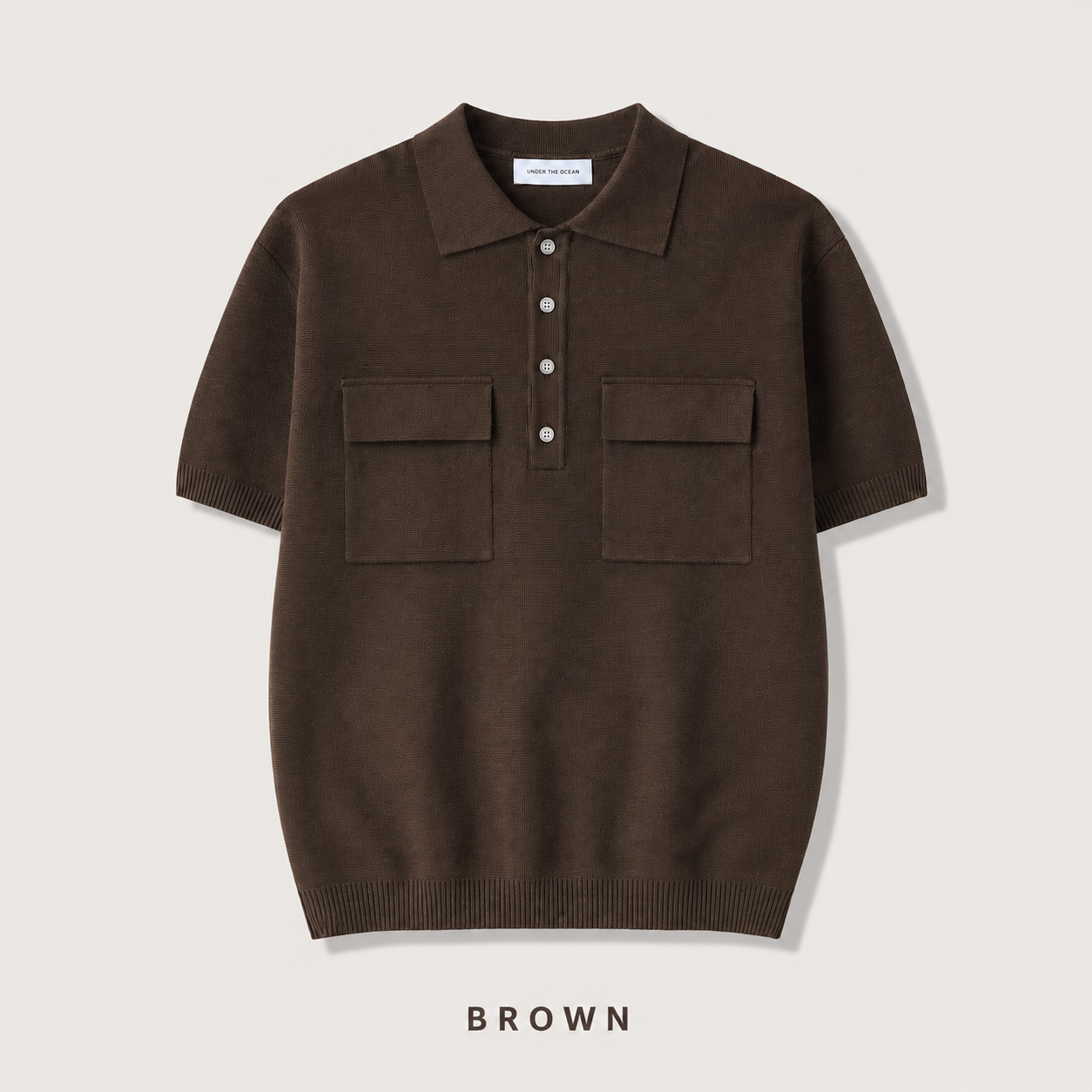 Double Flap Pocket Knit Polo - Men One Size