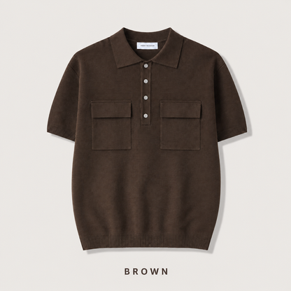 Double Flap Pocket Knit Polo - Men One Size