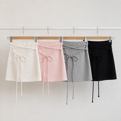 Long Wrap Tie Mini Skort – Women One Size