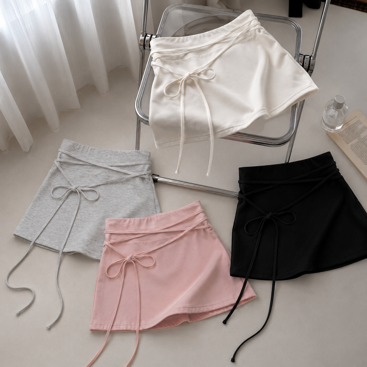 Long Wrap Tie Mini Skort – Women One Size