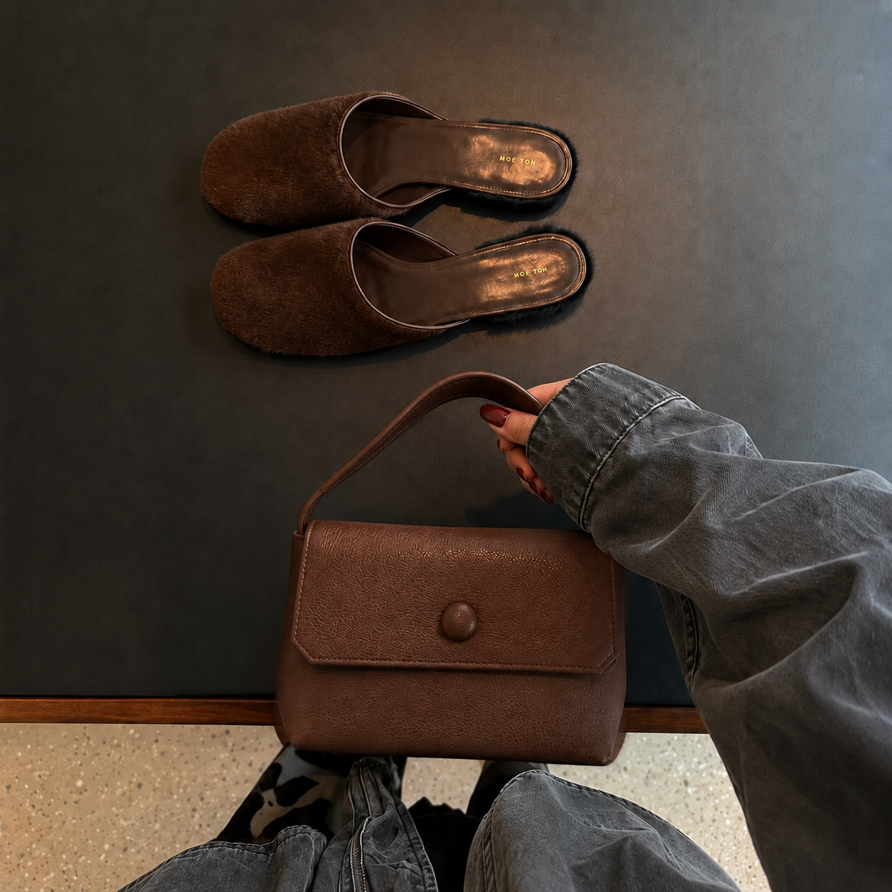 LUNE Button Flap Cowhide Mini Bag