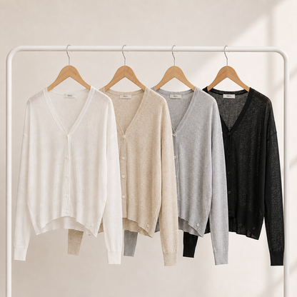 Relaxed Sheer V-Neck Cardigan – Women One Size