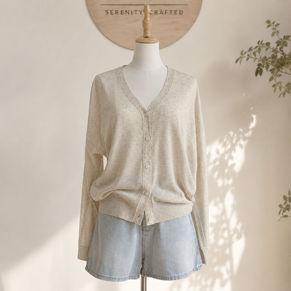 Relaxed Sheer V-Neck Cardigan – Women One Size