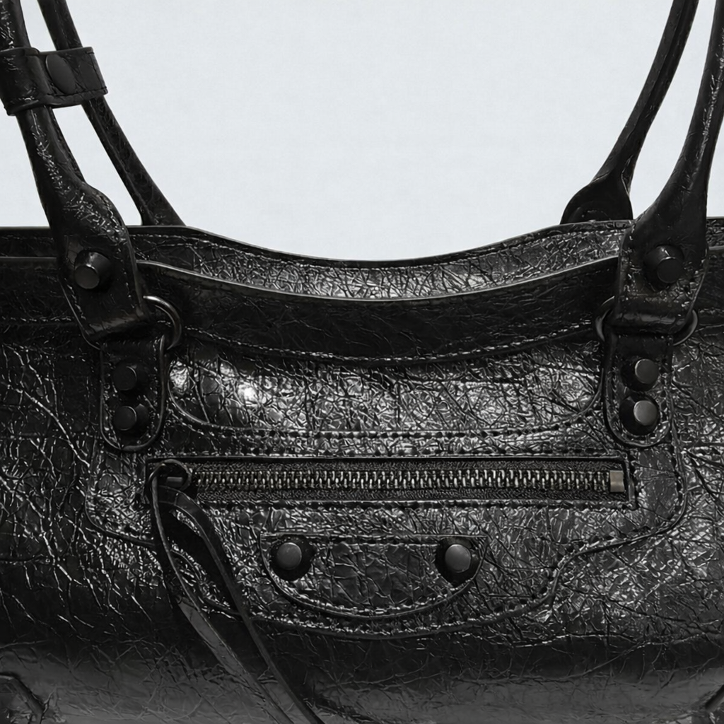 Atelier Noir -  Crinkled Cowhide Leather Shoulder Bag