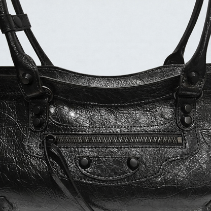 Atelier Noir -  Crinkled Cowhide Leather Shoulder Bag