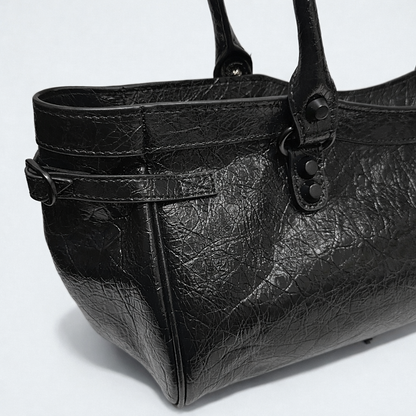 Atelier Noir -  Crinkled Cowhide Leather Shoulder Bag