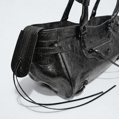 Atelier Noir -  Crinkled Cowhide Leather Shoulder Bag