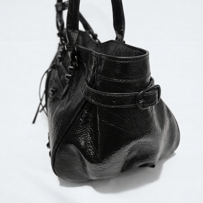Atelier Noir -  Crinkled Cowhide Leather Shoulder Bag
