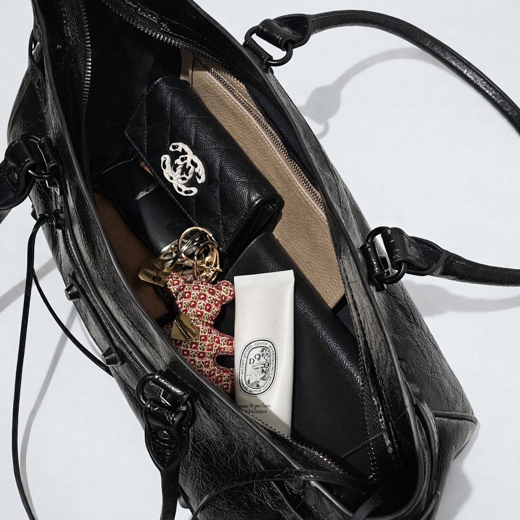 Atelier Noir -  Crinkled Cowhide Leather Shoulder Bag