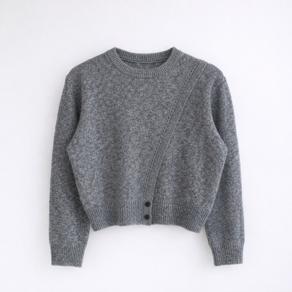 Asymmetrical Stitch Knit Sweater - Women One Size