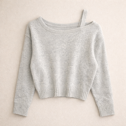 Single-Strap Off-Shoulder Knit Top – Women One Size