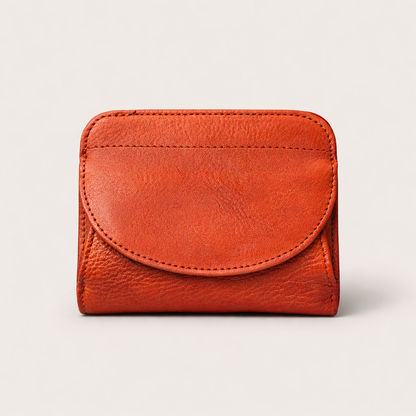 HANDMADE Cowhide Leather Flap Bifold Wallet