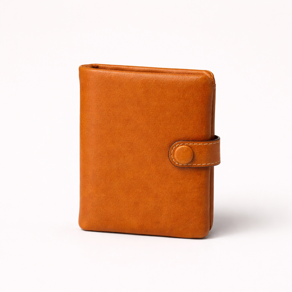 HANDMADE Cowhide Leather Snap Bifold Wallet