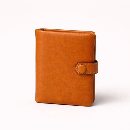 HANDMADE Cowhide Leather Snap Bifold Wallet