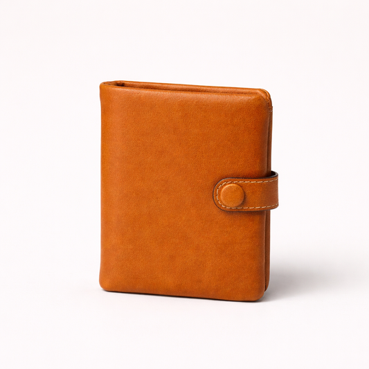 HANDMADE Cowhide Leather Snap Bifold Wallet