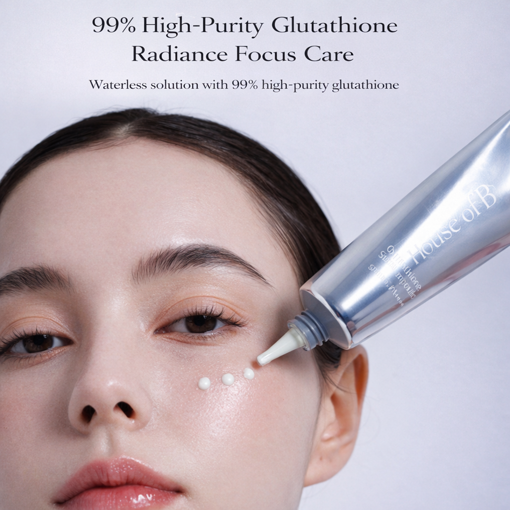 house of b glutathione Unlock radiant skin with the Face Film , A premium 2-step hydrogel mask infused with Glutathione, Niacinamide, Collagen & soothing botanicals., It brightens, firms, The patented film technology enhances moisture retention while supporting improved skin elasticity and pore appearance House of B Glutathione Neck
