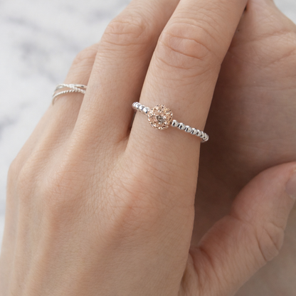 Trendy Elastic Beaded Sparkle Ball Ring