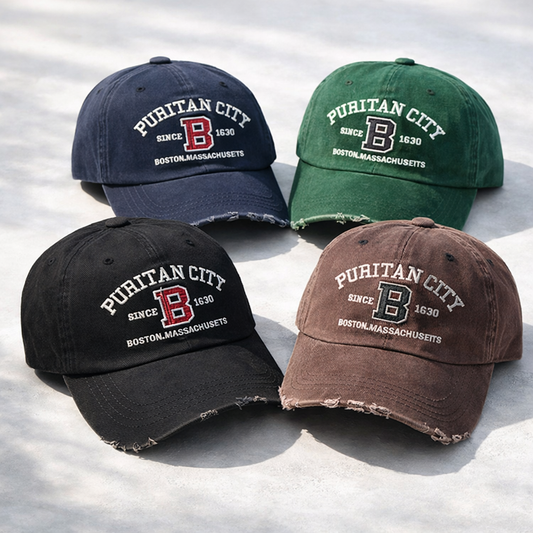 PURITAN CITY BOSTON Embroidered Distressed Cap – Mid Depth