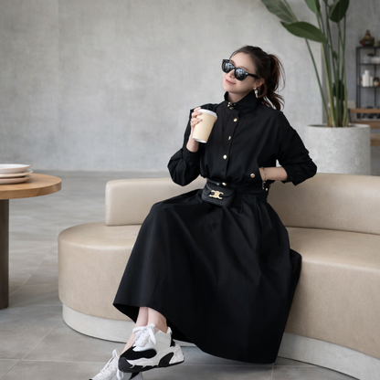 Women's Stand Collar Jacket & Long Skirt Setwear