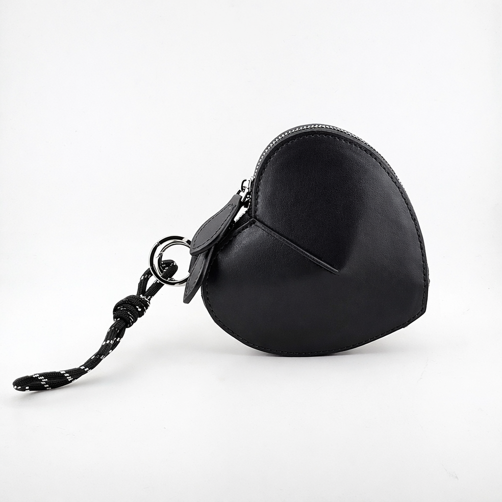 Cowhide Leather Heart Mini Pouch