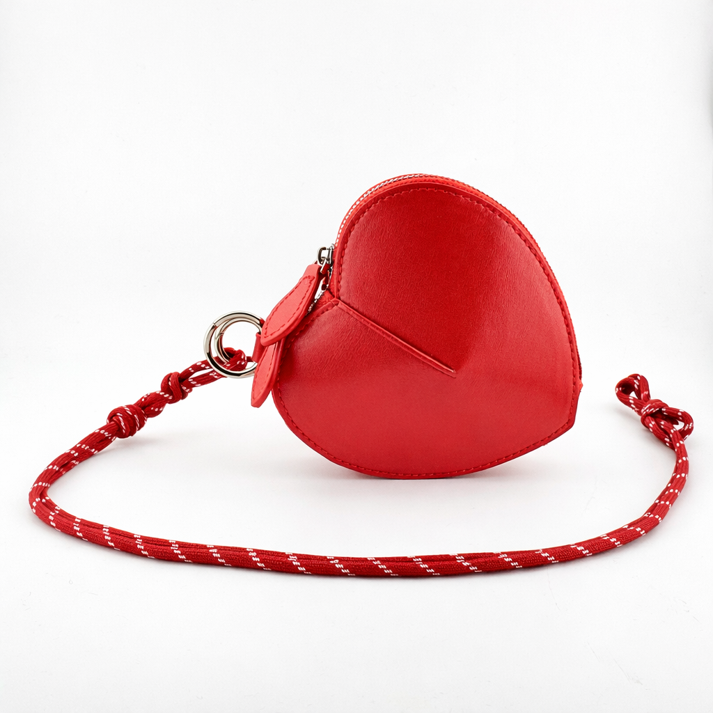 Cowhide Leather Heart Mini Pouch