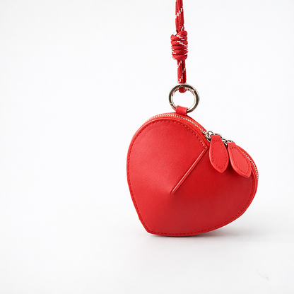 Cowhide Leather Heart Mini Pouch