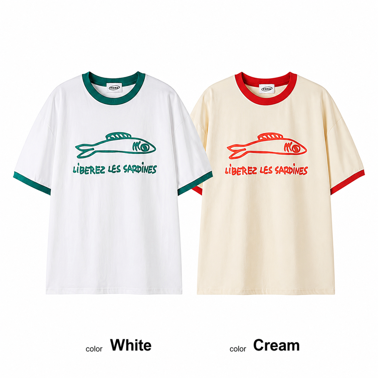 Vintage Fish Ringer Tee - Men One Size ( Unisex )