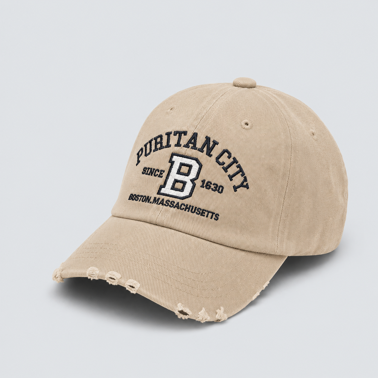 PURITAN CITY BOSTON Embroidered Distressed Cap – Mid Depth