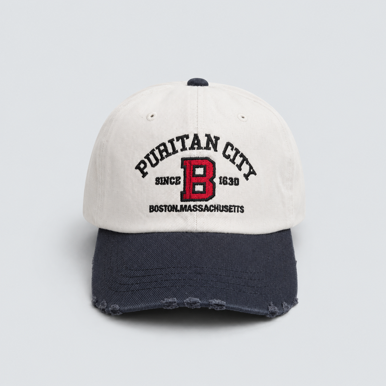 PURITAN CITY BOSTON Embroidered Distressed Cap – Mid Depth