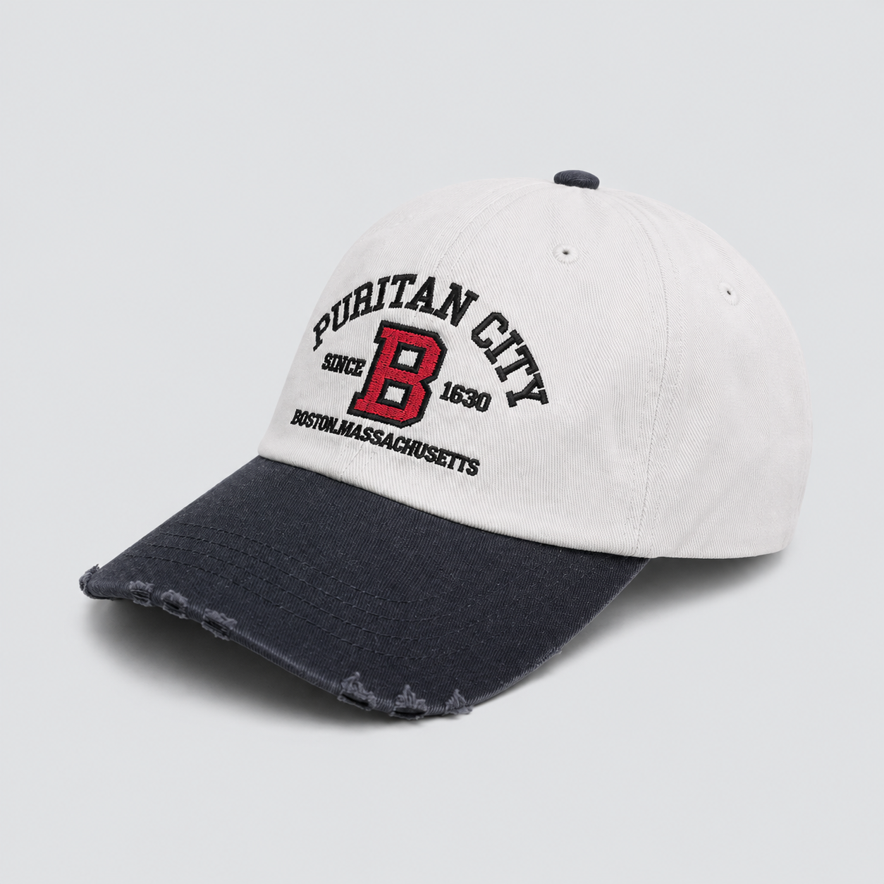 PURITAN CITY BOSTON Embroidered Distressed Cap – Mid Depth