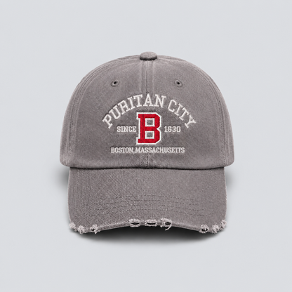 PURITAN CITY BOSTON Embroidered Distressed Cap – Mid Depth