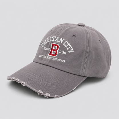 PURITAN CITY BOSTON Embroidered Distressed Cap – Mid Depth