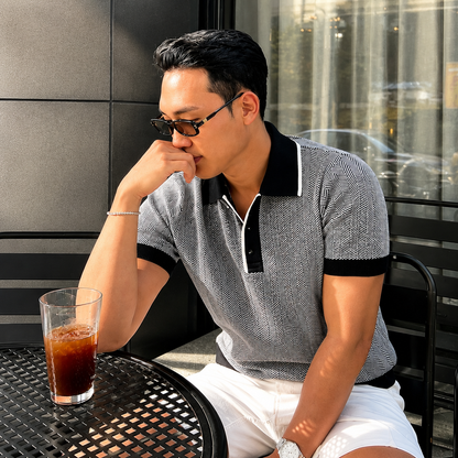 Classic Herringbone Cotton Polo Knit - Men M / L