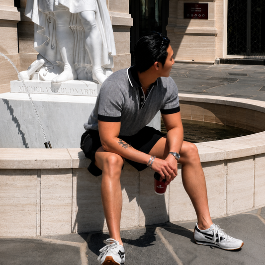 Classic Herringbone Cotton Polo Knit - Men M / L